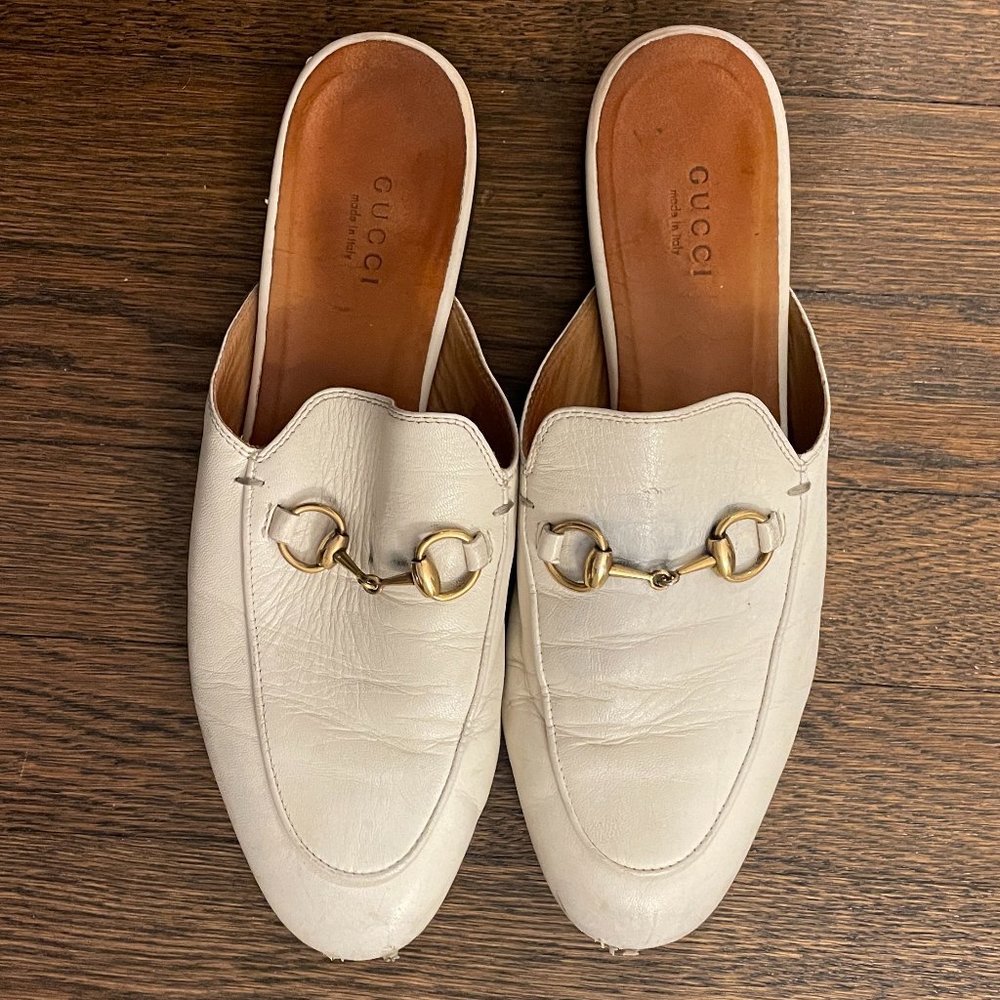 Gucci White Princetown Mules Size 37.5
